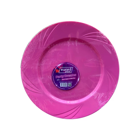 Kullan At Parti Davet Sunum Servis Plastik Sert Mika Tabak - 26 Cm. - Pembe - 6 Adetlik Paket ürün görseli 1
