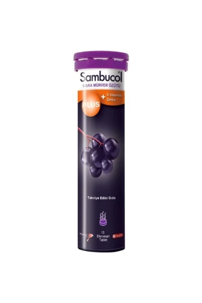 Sambucol Plus Kara Mürver + C Vitamini Çinko Takviye Edici Gıda 15 Tablet ürün görseli 1