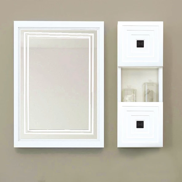 Denko Burcu 120 cm MDF Bej Banyo Dolabı Aynalı Üst Modülü ürün görseli 1