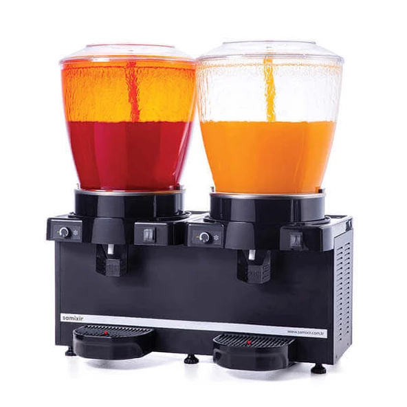 Samixir SS44.AB Twin Soğuk İçecek Dispenseri, 22+22 L, Panaromik, Analog, Fıskiyeli, Siyah ürün görseli 1