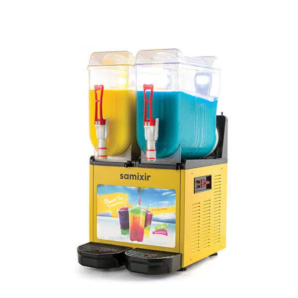 Samixir SLUSH24.YA Slush Twin Allure,Meyve Suyu Dispenseri, 12+12L, Sarı ürün görseli 1