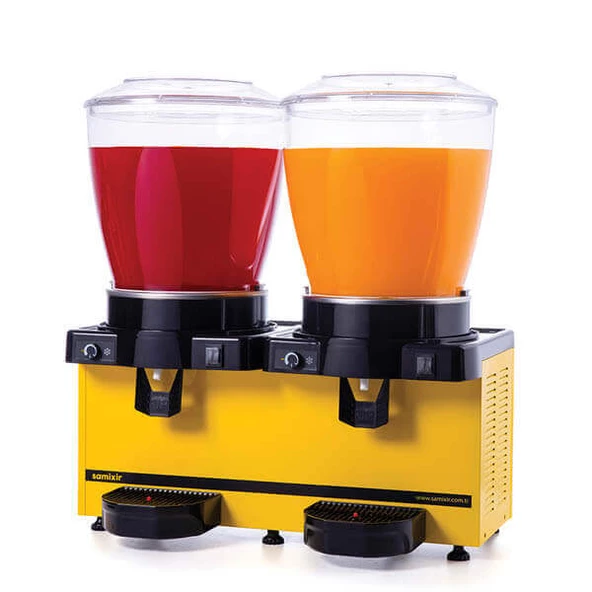 Samixir MM44.AY Twin Soğuk İçecek Dispenseri, 22+22 L, Panaromik, Analog, Karıştırıcılı, Sarı ürün görseli 1
