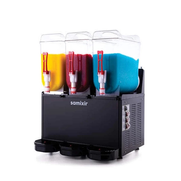 Samixir SLUSH36.B Slush Triple, Granita, Meyve Suyu Dispenseri, 12+12+12L, Siyah ürün görseli 1