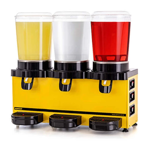 Samixir MMM30.AY Soğuk İçecek Dispenseri, 10+10+10 L, Analog, Panoramik, Karıştırıcılı, Sarı ürün görseli 1