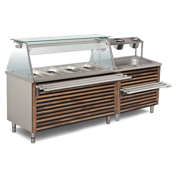 Empero EMP.BEN.41 Empero Emp.ben.41 Sıcak Servis Ünitesi Üst Raflı Sürgü Standlı 1800x730x850/1350 (4 Sıcak+1 Nötr) ürün görseli 1
