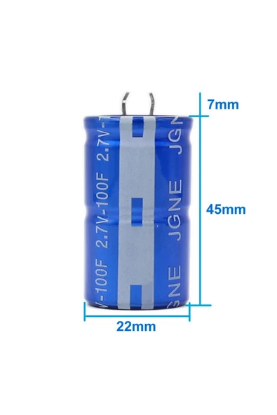 100F 2.7V Süpercap 22x45mm DIP Süper Kapasitör Enerji Depolama Güneş Rüzgar Akü Batarya Güç ürün görseli 1