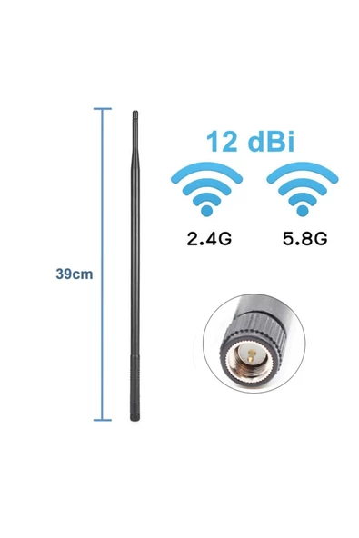 12dbi 39cm Anten Sma Erkek 2.4ghz 5.8ghz Dual Band Rf Gsm Wifi ürün görseli 1