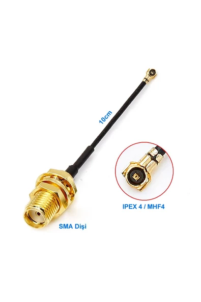 10cm Sma Dişi Ipex4 Mhf4 Rf Bağlantı Kablosu SMA Dişi Soket to Altın Kaplama Konnektör Koaksiyel ürün görseli 1