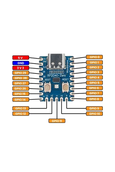 Raspberry Pi Zero RP2040 Dual Core 133Mhz 2Mb Modül Arm Cortex-M0+ 264Kb Type C Mini Bilgisayar - Resim 5