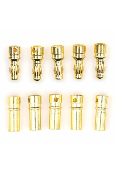 5 Çift 3.5mm Altın Kaplama Banana Dişi Erkek Soket 40a Pil Batarya Lion Bullet Plug ürün görseli 1