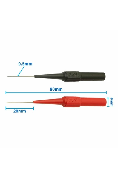 2 Adet Iğne Tip Multimetre Test Prob Ucu 30v 1a Banana Uyumlu Izoleli Paslanmaz Çelik Ölçüm Pini ürün görseli 1