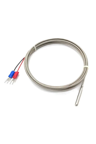 K Type Thermocouple 1 Metre Silindir Tip Başlık Sıcaklık Isı Sensörü 0C / 800C Paslanmaz Çelik Prob ürün görseli 1