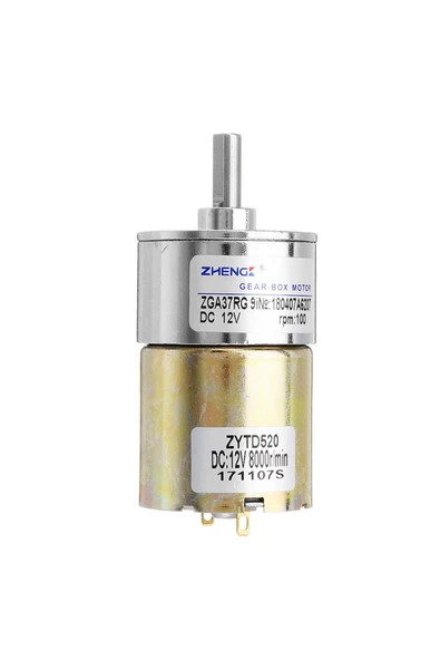 ZGA37RG 12V 37mm 100Rpm Redüktörlü DC Motor Metal Dişli Yüksek Tork Kuvvet Robot Oyuncak RC Araba ürün görseli 1
