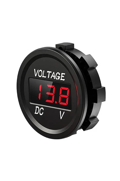 Su Geçirmez Dc 6V / 48V Voltmetre Yuvarlak Panel Tip Montajlanabilir Dijital Kırmızı Renk Led ürün görseli 1