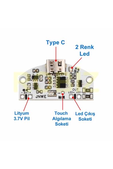 Type C Usb Besleme Dokunmatik Led Dimmer Modül 3.7V Lion Lityum Pil Şarj 3W Parlaklık Kontrol Anaht ürün görseli 1