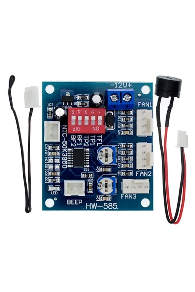 3 Kanal Dc 12V 4A Pwm Fan Hız Kontrol Hw585 Otomatik Sıcaklık Kontrol Ntc Sensör Buzzer Uyarı Pc ürün görseli 1