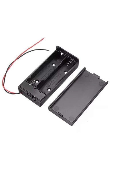 18650 2li Pil Kutusu On/off Anahtar 15cm Kablolu 2 Adet Seri Lityum Lion Dc 7.4v Kapaklı Batarya ürün görseli 1