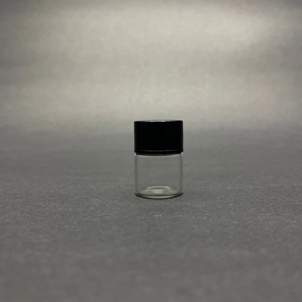 1 ml Siyah Kapaklı Şeffaf Cam Şişe , 1 cc Kapaklı Cam Şişe x 24 Adet ürün görseli 1