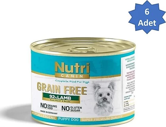 Nutri Canin Tahılsız %92 Kuzu Etli 200 gr 24'lü Yavru Konserve Köpek Maması ürün görseli 1