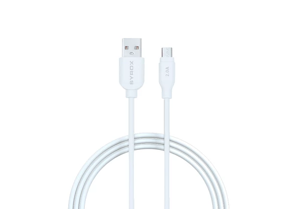 Syrox C67 2.0A 20cm Micro USB Şarj & Data Kablosu - Beyaz ürün görseli 1
