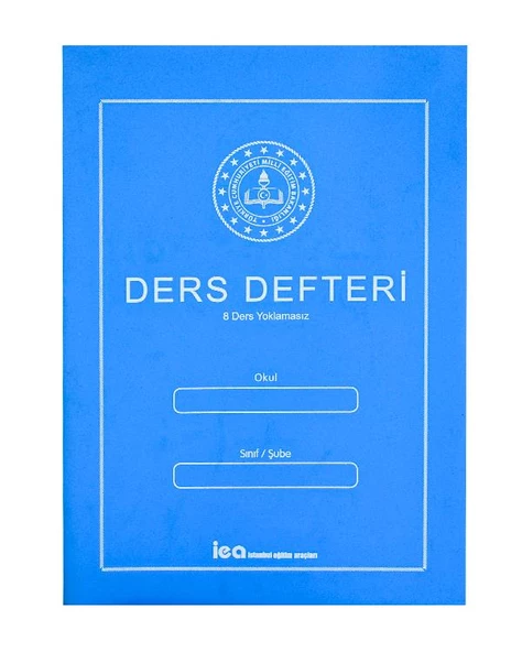 8 Ders Yoklamasız Ders Defteri Mavi Plastik Kapaklı ürün görseli 1