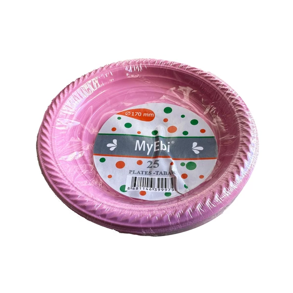 Roll-Up Kullan At Renkli Pembe Parti Davet Plastik Tabak - 17 Cm. - 25 Adetlik Paket ürün görseli 1