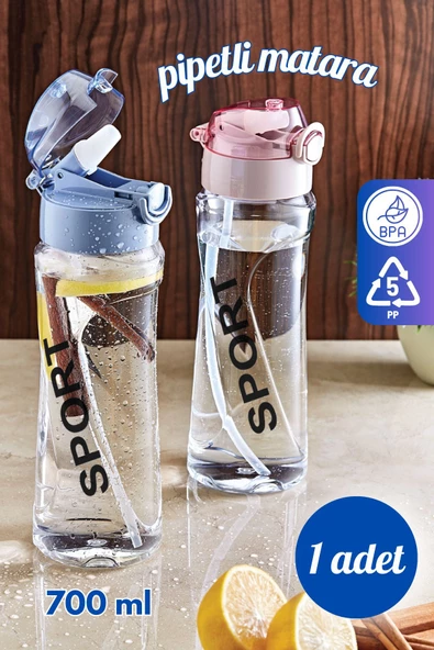 GRİMOR Life Polikarbon Pipetli Sızdırmaz Sporcu Okul Su Matarası Su Şişesi Suluk 700 Ml-koku Yapmaz ürün görseli 1