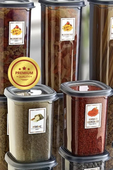GRİMOR Life 25 Li Renkli Resimli Varak Yaldızlı Suya Dayanıklı Erzak Bakliyat Etiketi Sticker - Resim 4