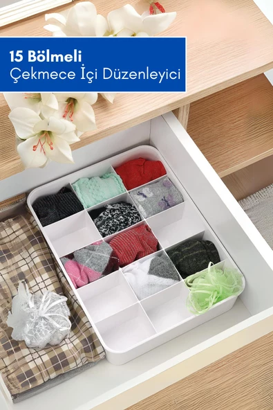 GRİMOR Life 15 Bölmeli Çekmece Içi Düzenleyici Organizer Beyaz Renk ürün görseli 1