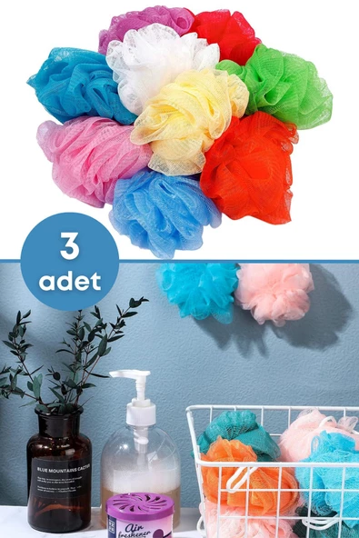 GRİMOR Life 3 Adet Renkli Banyo Lifi Seti Banyo Kesesi ürün görseli 1