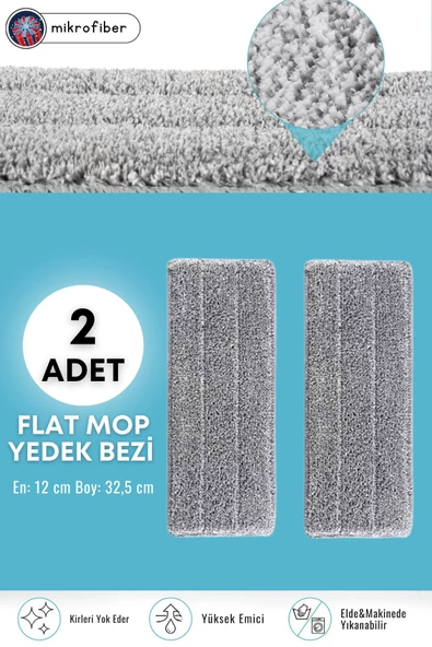 GRİMOR Life 2 Adet Flat Mop Yedek Mikrofiber Bez Paspas ürün görseli 1