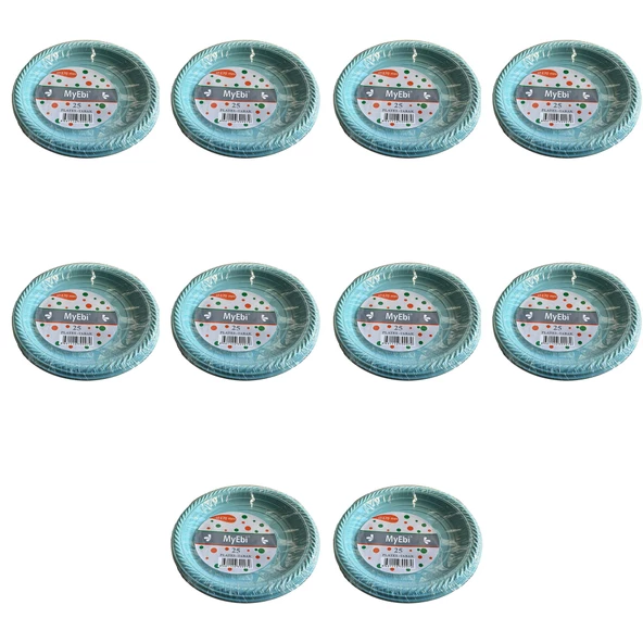 Kullan At Renkli Turkuaz Parti Davet Plastik Tabak - 17 Cm. - 25 Adetlik 10 Paket ürün görseli 1
