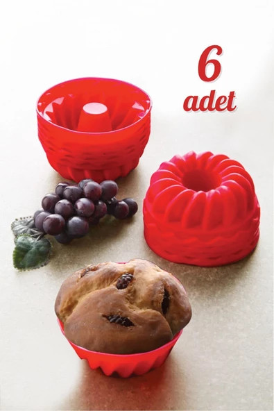 GRİMOR Life 6 Lı Yıkanabilir Mini Kek Muffin Pişirme Kalıbı, Silikon Muffin, Cupcake Kalıbı Karma Renk ürün görseli 1