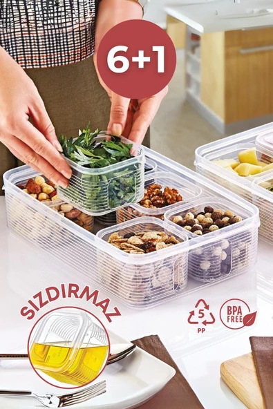 GRİMOR Life 7 Parça Sızdırmaz Hava Almaz Saklama Kabı Seti-kahvaltı Beslenme Kabı-derin Dondurucu Ve Mikrodalga ürün görseli 1