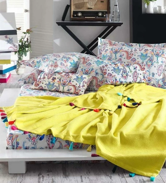 İyi Geceler İstanbul Up Style Çift Kişilik Sarı Pike Takımı ürün görseli 1