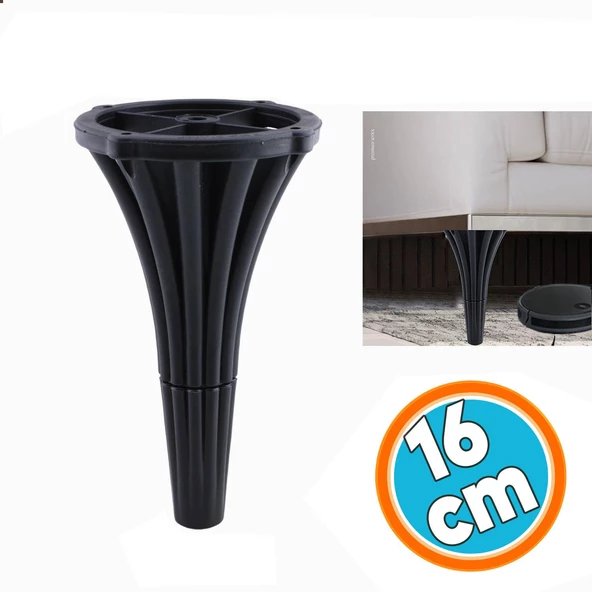 Konsol Mobilya Kanepe Koltuk Tv Ünitesi Baza Ayağı Orta Sehpası Ayak Ayakları 16 cm Siyah ürün görseli 1