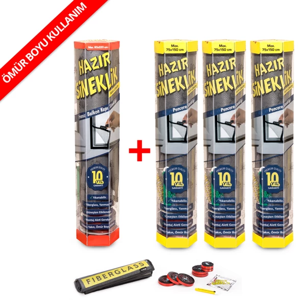 Hazır Sineklik - 75x150 Cm - 80x220cm - 4 lü Paket ürün görseli 1