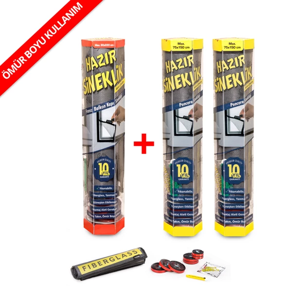 Hazır Sineklik - 75x150 Cm - 80x220cm - 3 lü Paket ürün görseli 1