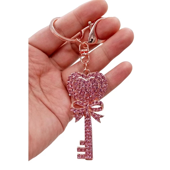 Kristal Taşlı Pembe Anahtar Anahtarlık No.1 ürün görseli 1