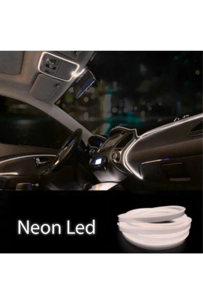 Araç Içi Torpido Ledi Neon Işıklı Renkli Ip Neon Ledi Beyaz 2 Metre ürün görseli 1