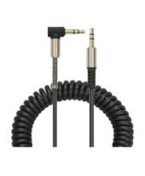 3.5 Mm Erkek/erkek 1.kalite Kutulu Stereo Aux Kablo L Uçlu Yaylı Spiralli Ses Aktarım Kablosu ürün görseli 1