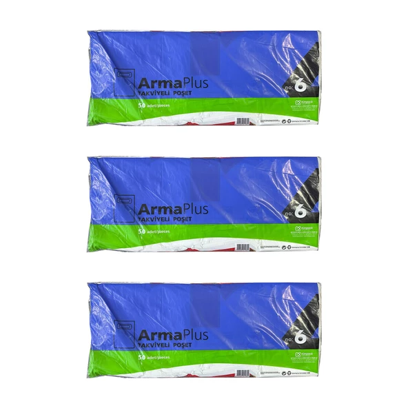ArmaPlus Takviyeli Kalın Baskılı Beyaz Çanta Poşet Torba -6 No -60x70 Cm. -50 Adetlik 3 Paket ürün görseli 1