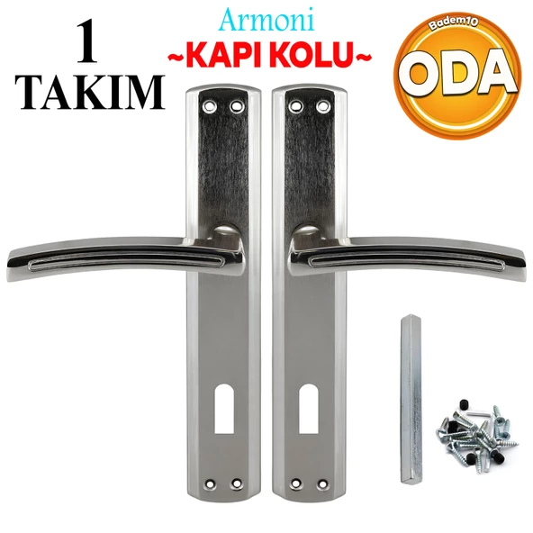 Armoni Oda Kapı Kolu Nikel İnox Aynalı Sağa Sola Uygun Ön Arka Oda Kapısı 1 Takım ürün görseli 1