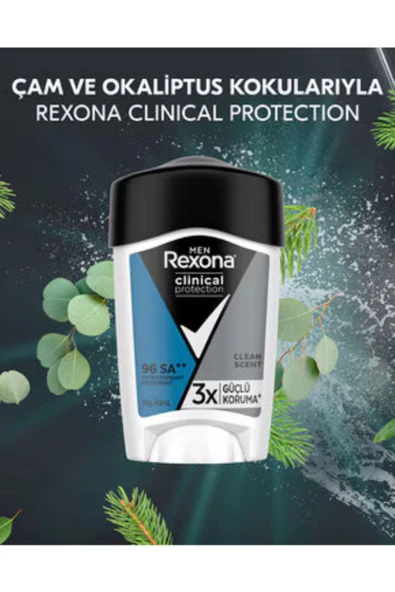 Rexona Clinical Protection Erkek Stick Deodorant Clean Scent 3x Güçlü Koruma 45 ml ürün görseli 1