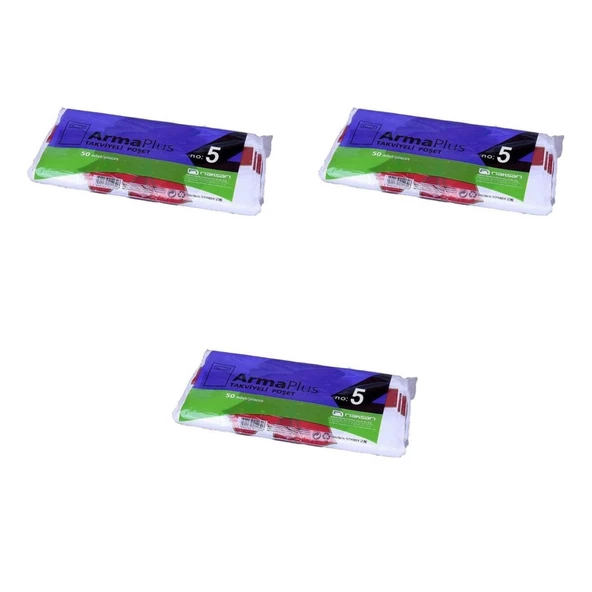 ArmaPlus Takviyeli Kalın Baskılı Beyaz Çanta Poşet Torba - 5 No - 50x60 Cm. - 50 Adetlik 3 Paket ürün görseli 1