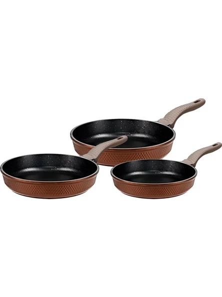 Oms 3737 3'lü Granit Tava Seti 20-24-28 cm Bronz ürün görseli 1