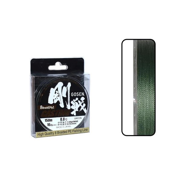 Gosen W8 Casting 8B Green 150m İp Misina Kalınlık (mm) : 0,21mm ürün görseli 1
