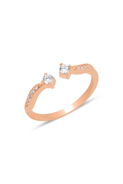 Gümüş rose zirkon taşlı üstten ayarlanabilir çift başlı yüzük SGTL12248ROSE ürün görseli 1