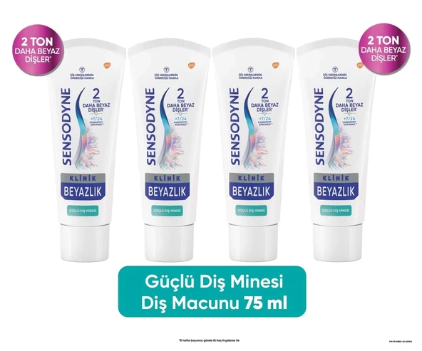 Sensodyne Diş Macunu Klinik Beyazlık Güçlü Diş Minesi 75 ml x 4 ADET ürün görseli 1