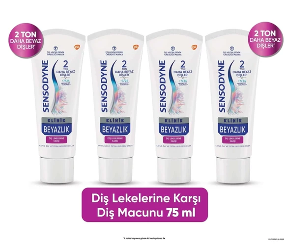 Sensodyne Diş Macunu Klinik Beyazlık Diş Lekesi 75 ml x 4 ADET ürün görseli 1